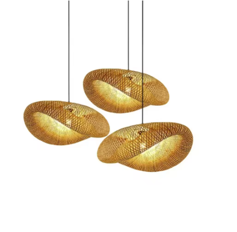 Bambukudottava kattokruunuvalaisin 40×25 cm - Image 5