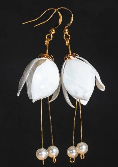 White Lily Double Drop -korvakorut | Kulta