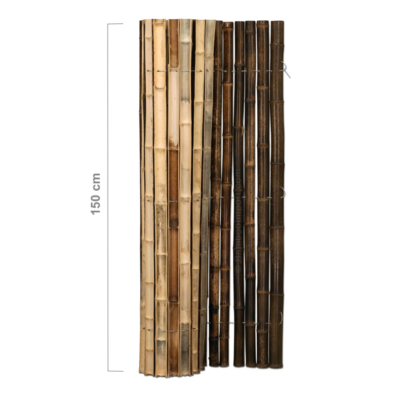 Puoli pyöreä musta bambu-aidan rulla 180 x 150 cm